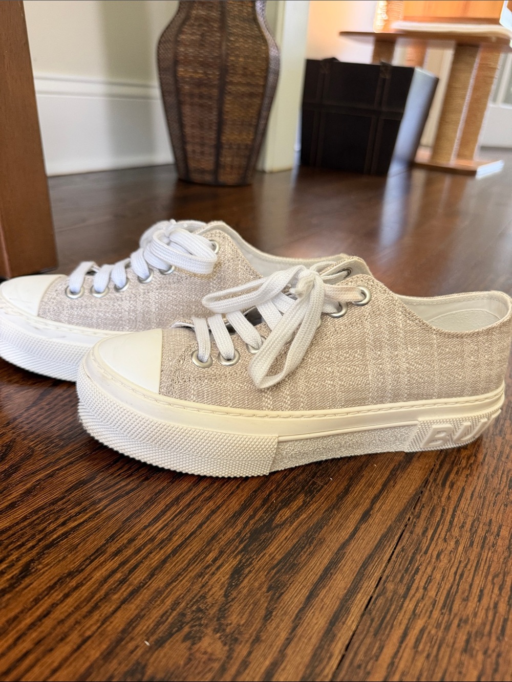 Burberry Women's Low-Top tweed Platform Sneakers in Light Beige
